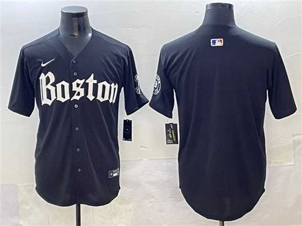 Men%27s Boston Red Sox Blank Black Gothic Vapor Limited Stitched Jersey